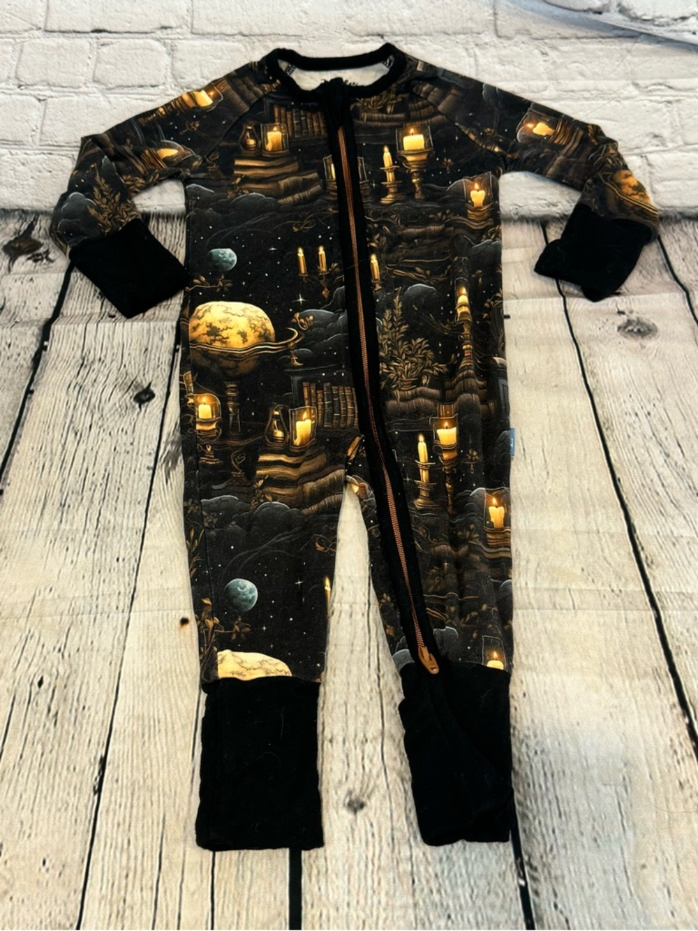 CoZco Library Pattern Bamboo Zippie Romper